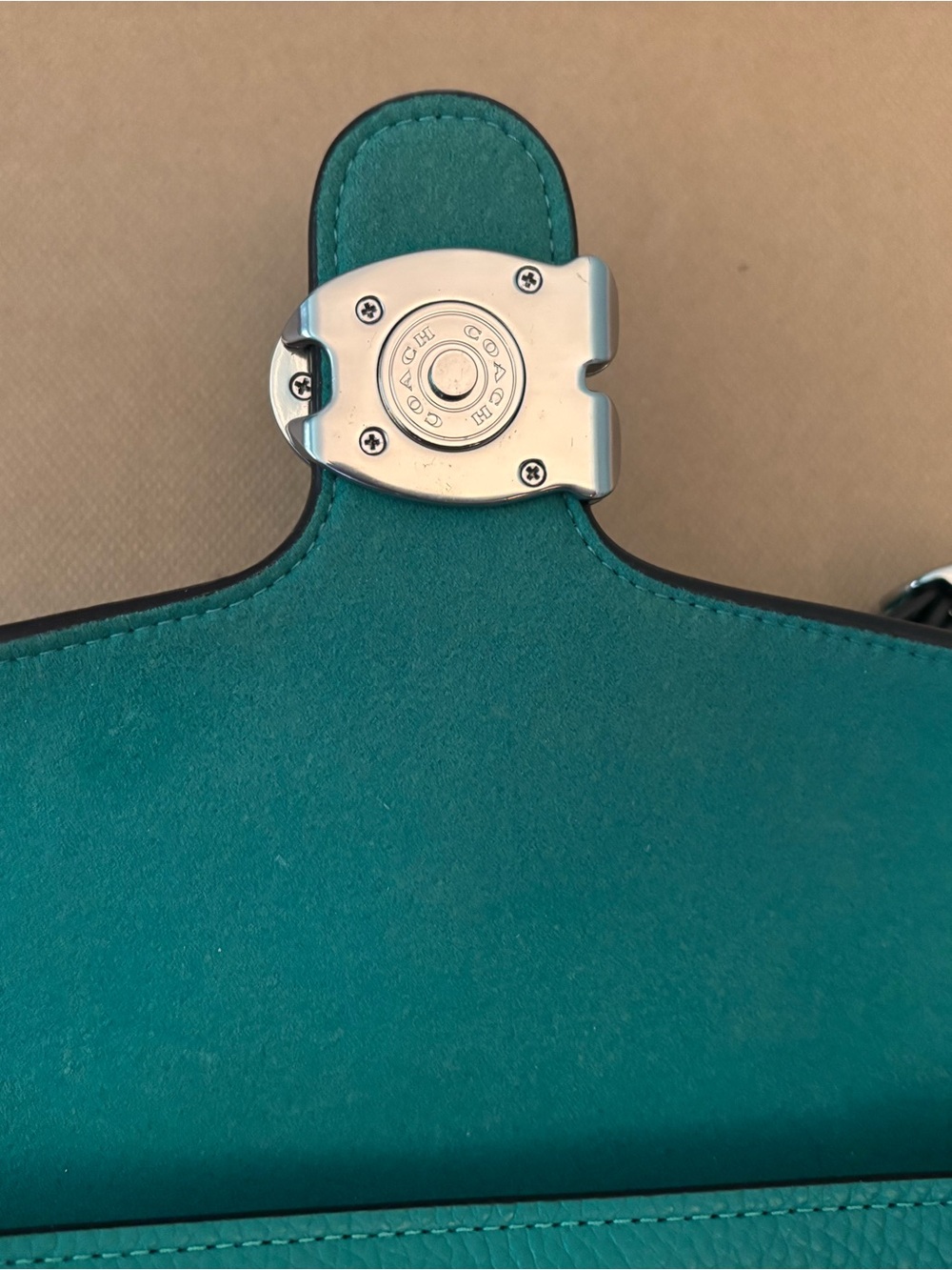 Coach Turquoise Leather C-Logo Chain Crossbody - Picture 8 of 11
